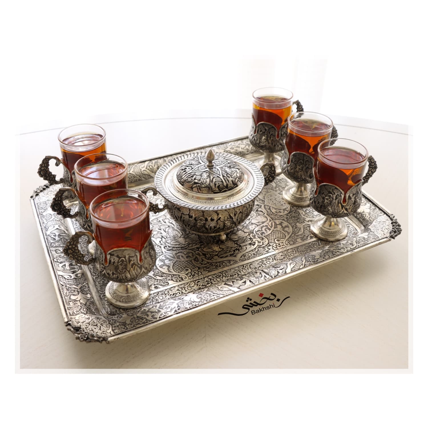 سرویس چای خوری ریز قلم مینیاتور اعلا — تصویر ۲