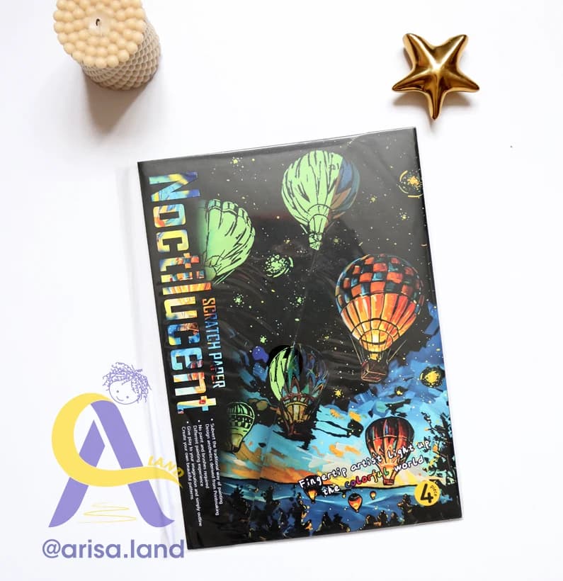 اسکرچ کارت شبتاب Noctilucent سایز A4 | پک ۴ عددی به همراه قلم چوبی — تصویر ۳
