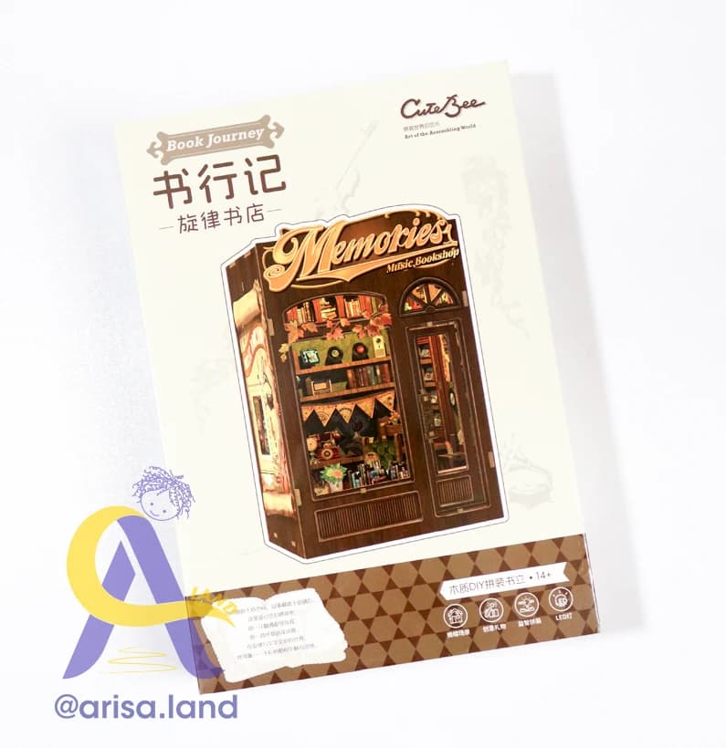 کیت بوک نوک چوبی DIY با LED | ماکت دکوری کتابخانه‌ای cutebee — تصویر ۵