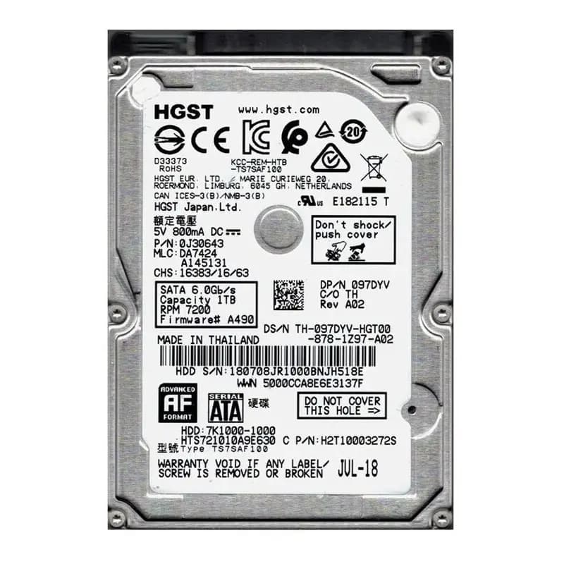 هارد لپ تاپی هیتاچی (HGST) با ظرفیت 1 ترابایت 2.5 اینچی (دست دوم)