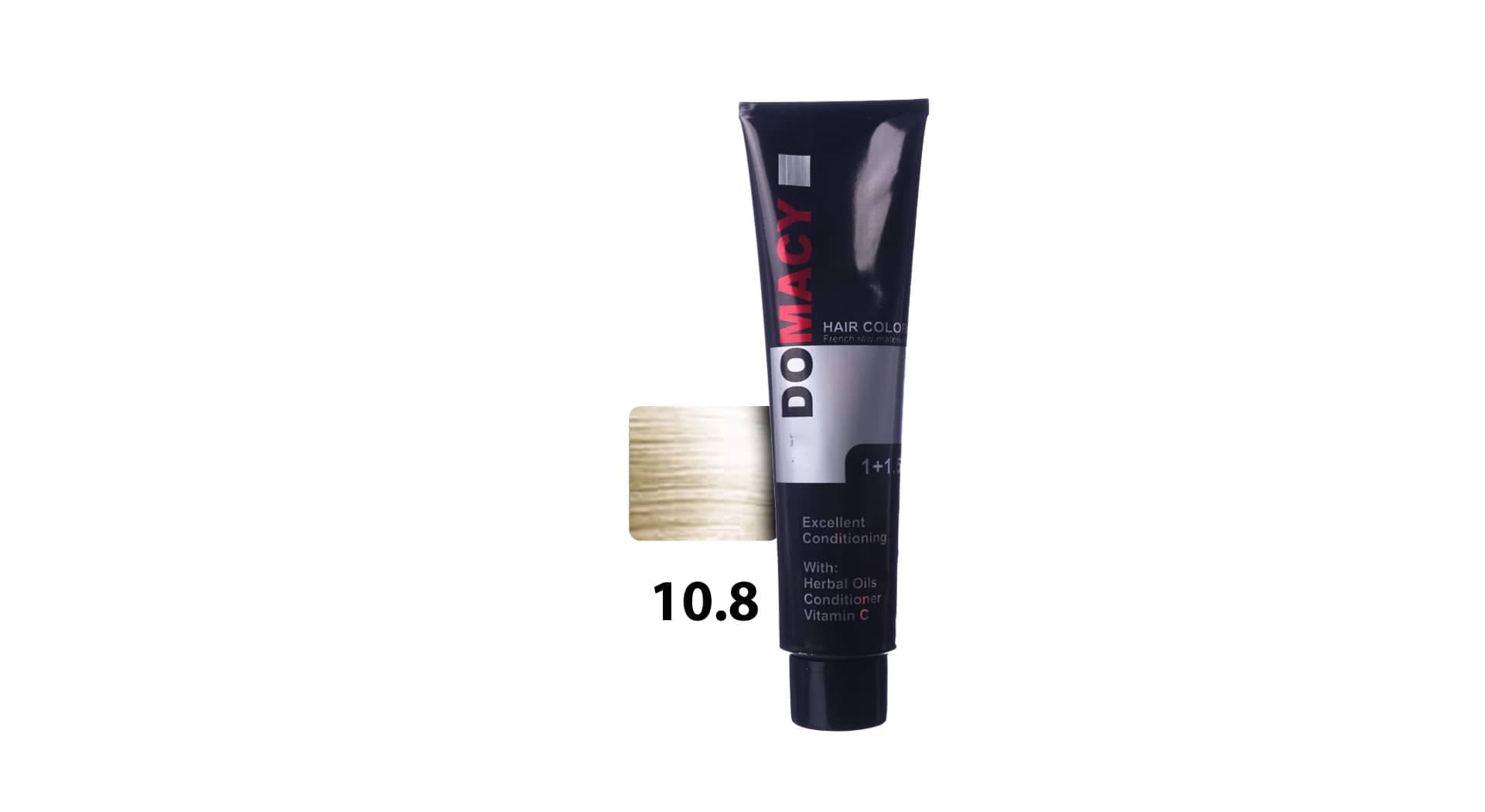 رنگ مو دوماسی سری زیتونی شماره 10.8 حجم 120 میلی لیتر رنگ بلوند زیتونی پلاتینه