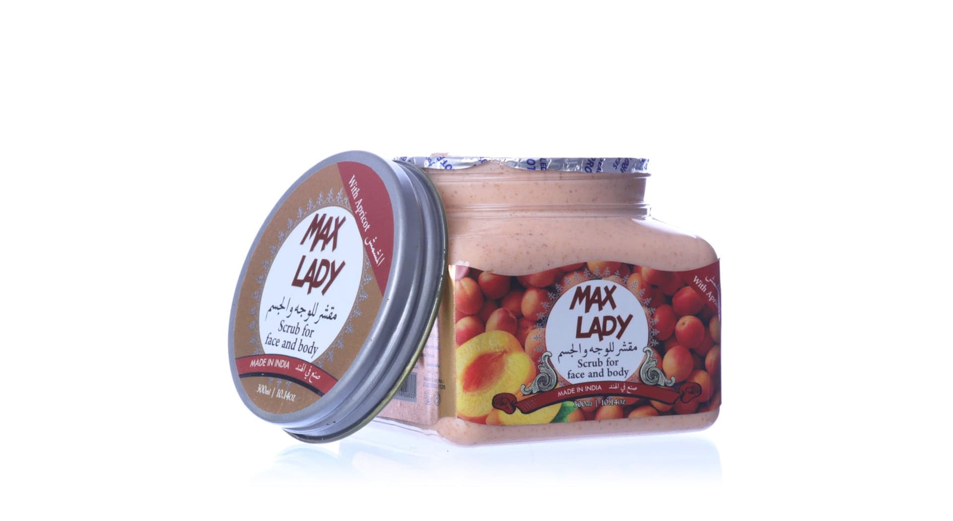 اسکراب شنی صورت و بدن زردآلو مکس لیدی 300ml — تصویر ۲