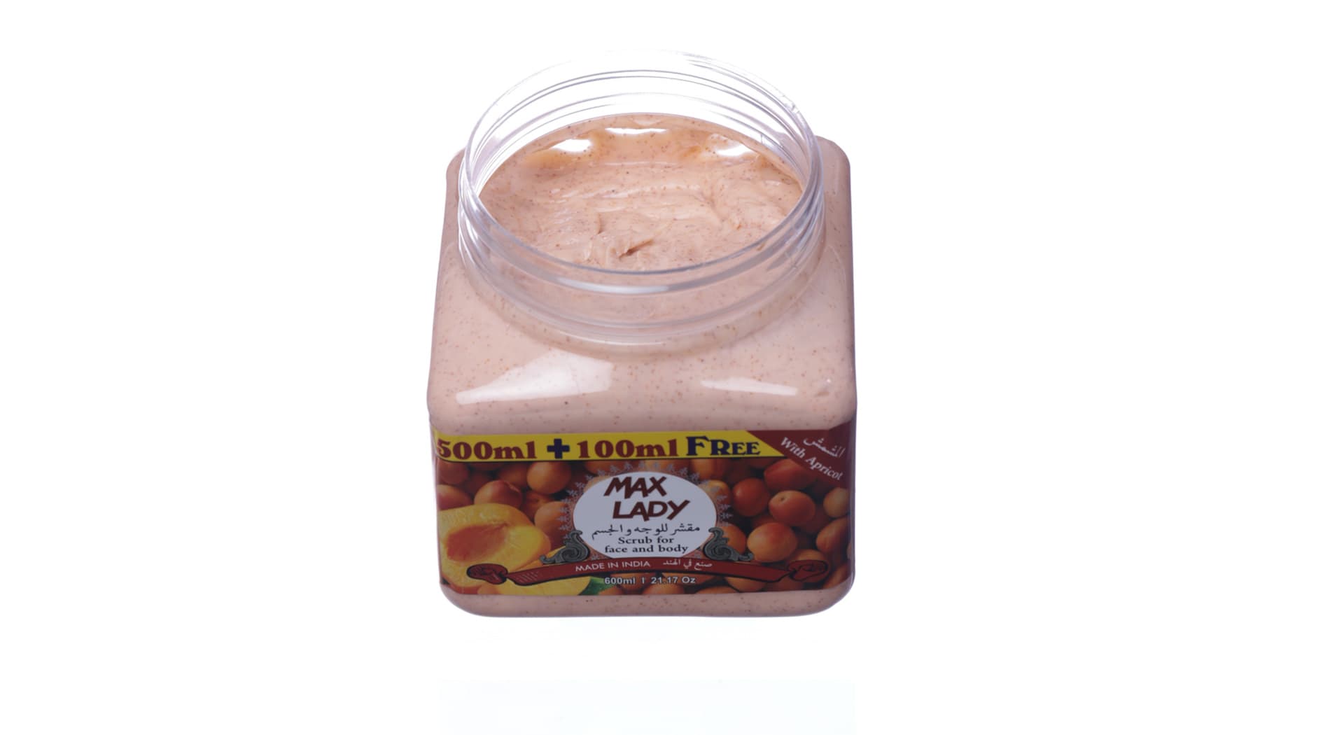 اسکراب شنی صورت و بدن زردآلو مکس لیدی 600ml — تصویر ۳