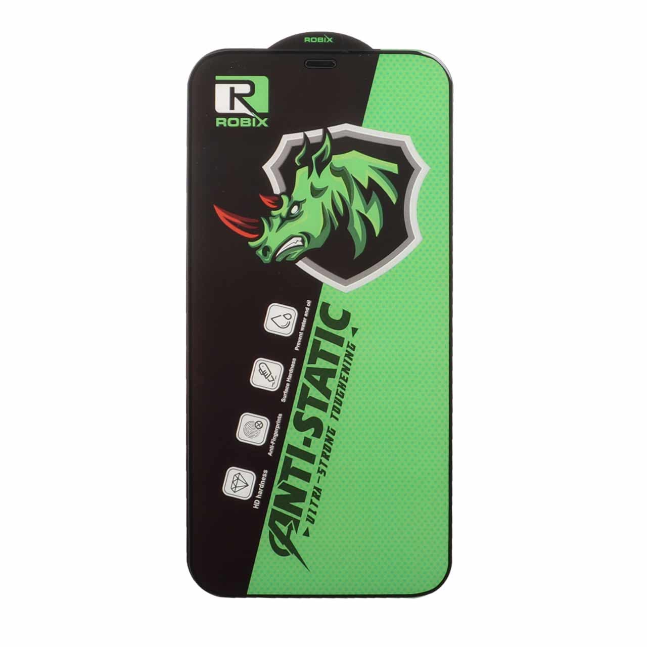 گلس و محافظ صفحه نمایش شیشه ای Full Cover Robix Anti Static ESD مدل Apple iPhone 12 Pro Max