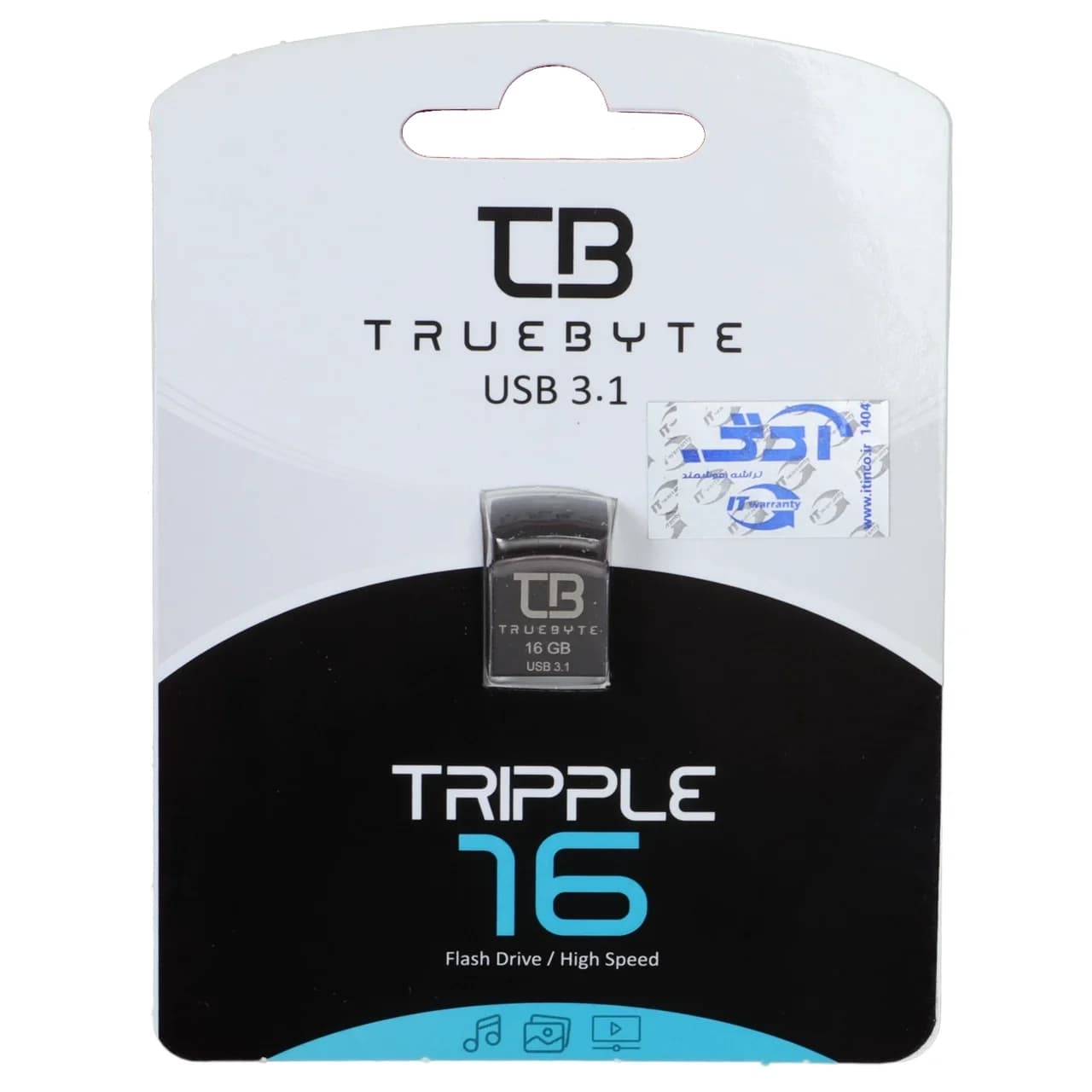 فلش مموری TrueByte USB3.1 مدل Tripple ظرفیت 16 گیگابایت – مشکی (گارانتی مادام العمر آی تین) — تصویر ۲
