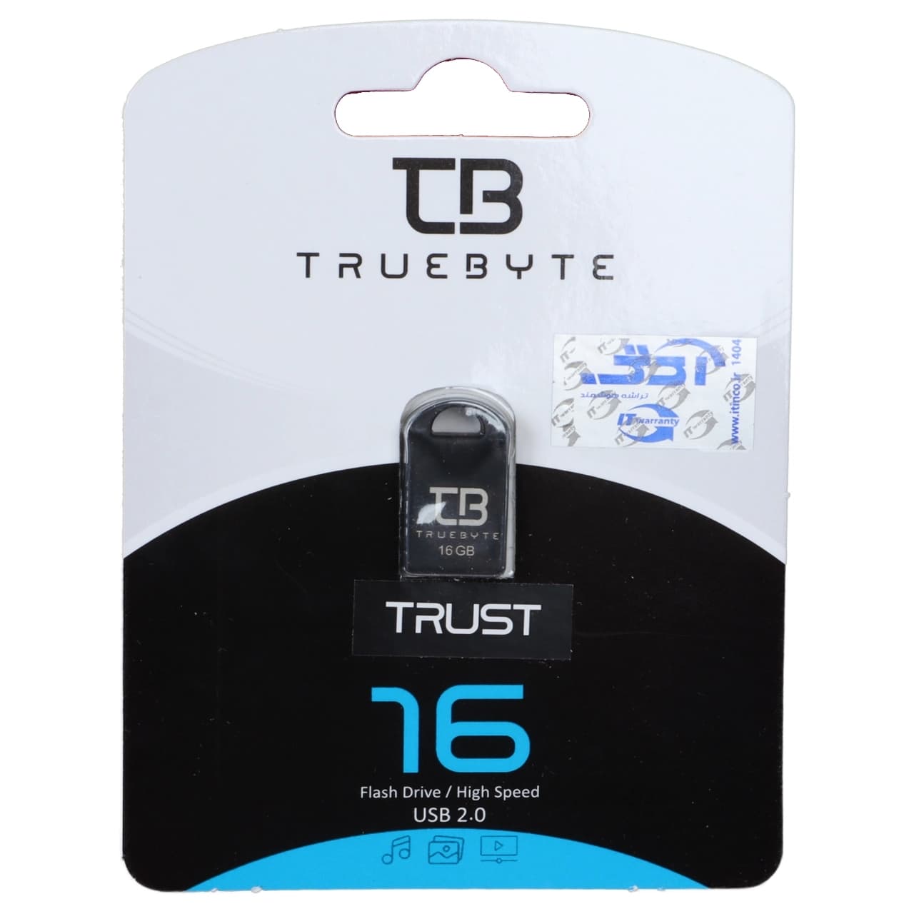 فلش مموری TrueByte USB2.0 مدل Trust ظرفیت 16 گیگابایت – مشکی (گارانتی مادام العمر آی تین)