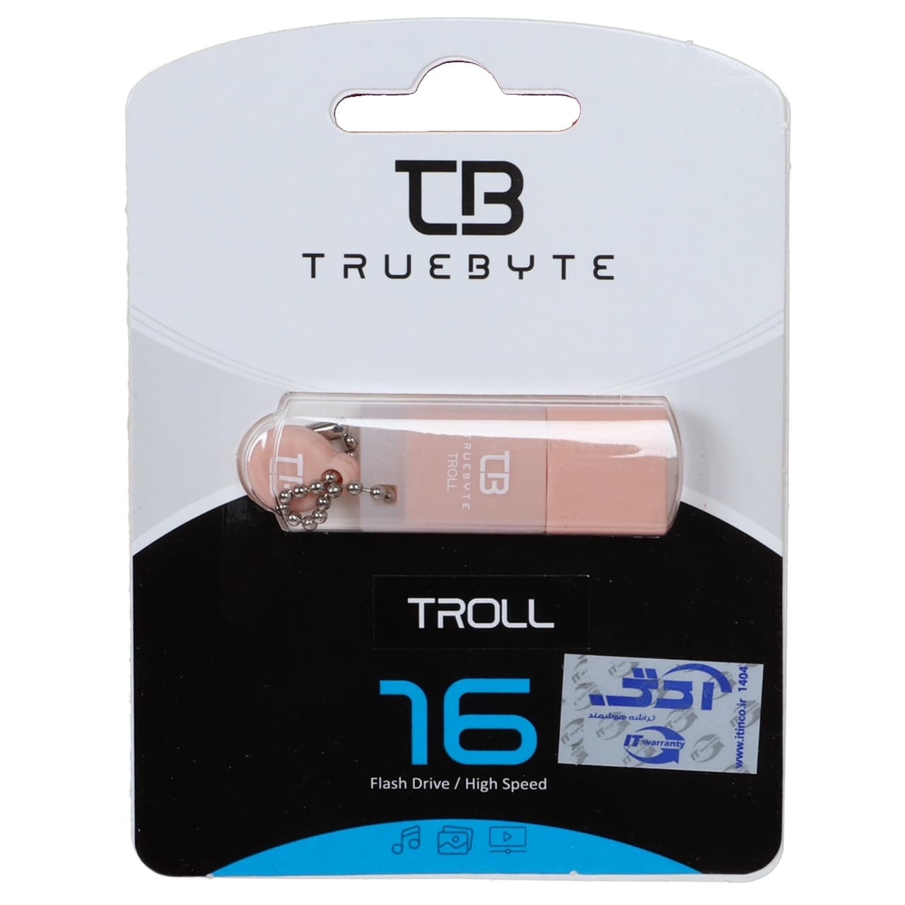 فلش مموری TrueByte USB2.0 مدل Troll ظرفیت 16 گیگابایت – گلبهی (گارانتی مادام العمر آی تین)