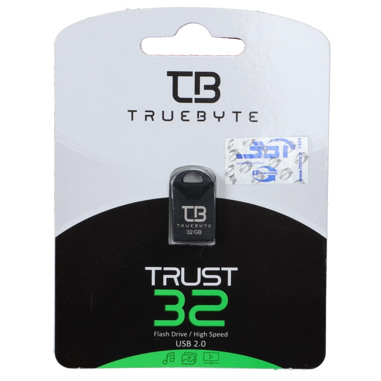 فلش مموری TrueByte USB2.0 مدل Trust ظرفیت 32 گیگابایت – مشکی (گارانتی مادام العمر آی تین)