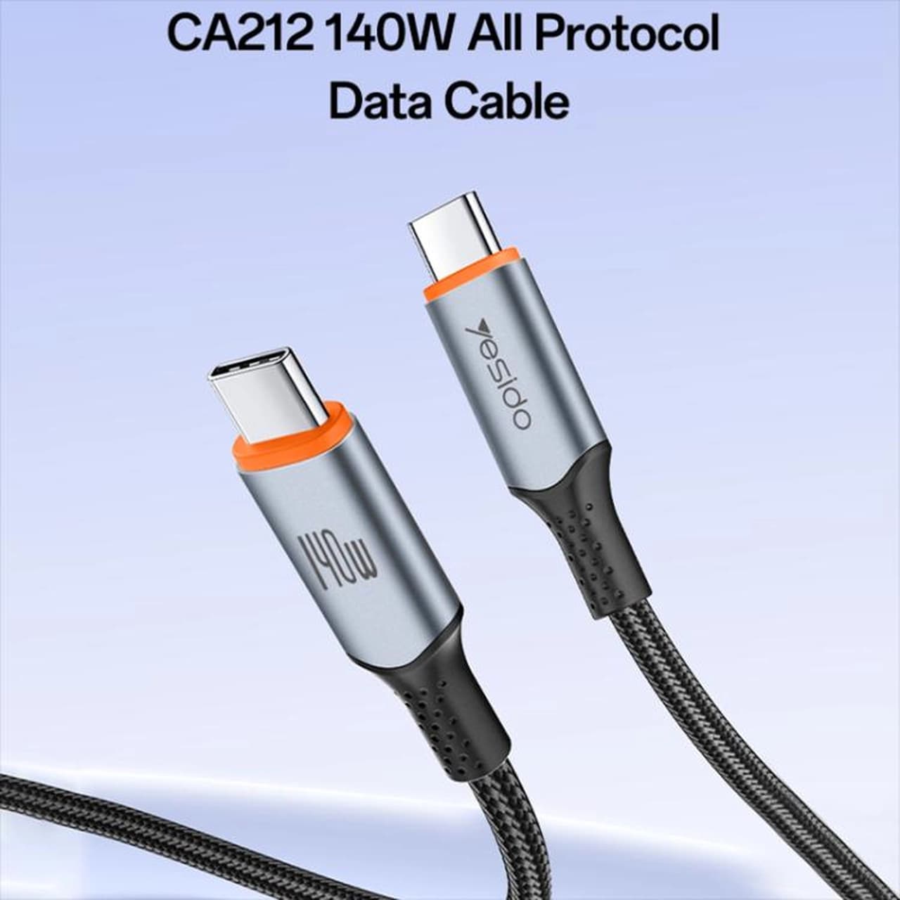 کابل شارژ 1.2 متری PD و فست Yesido Type-C To Type-C مدل CA212 140W – مشکی (گارانتی شش ماه تعویض نیکان همراه) — تصویر ۲