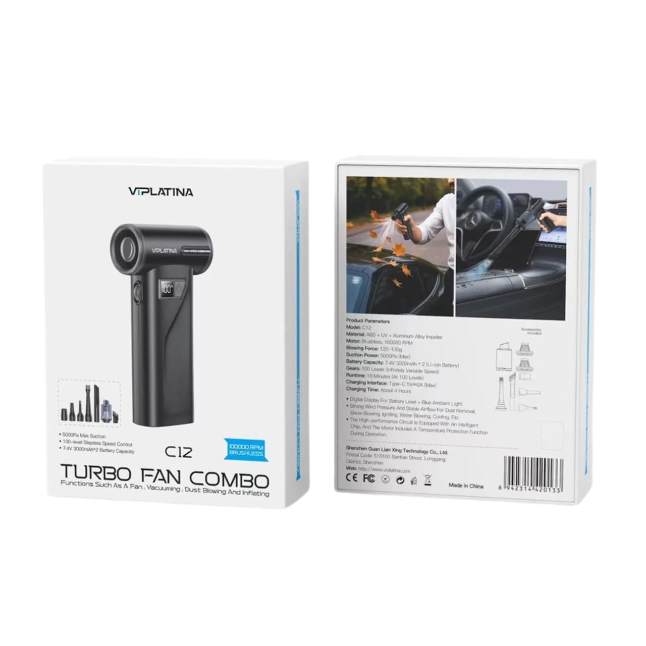 جارو شارژی و دمنده VIPLATINA مدل C12 – مشکی (گارانتی شش ماه تعویض نیکان همراه) — تصویر ۳