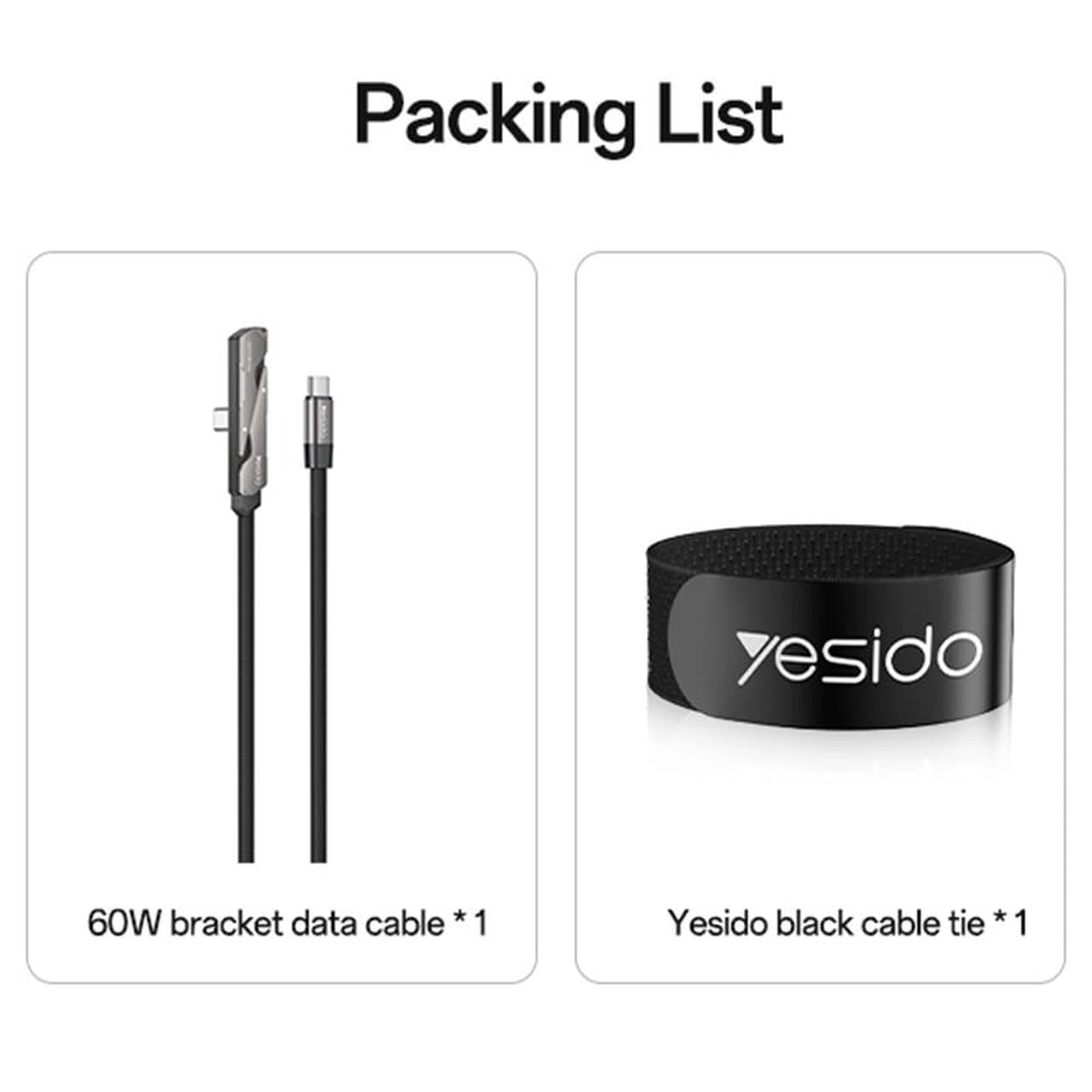 کابل شارژ 1.2 متری PD و فست Yesido Type-C To Type-C مدل CA207 60W – مشکی (گارانتی شش ماه تعویض نیکان همراه) — تصویر ۵