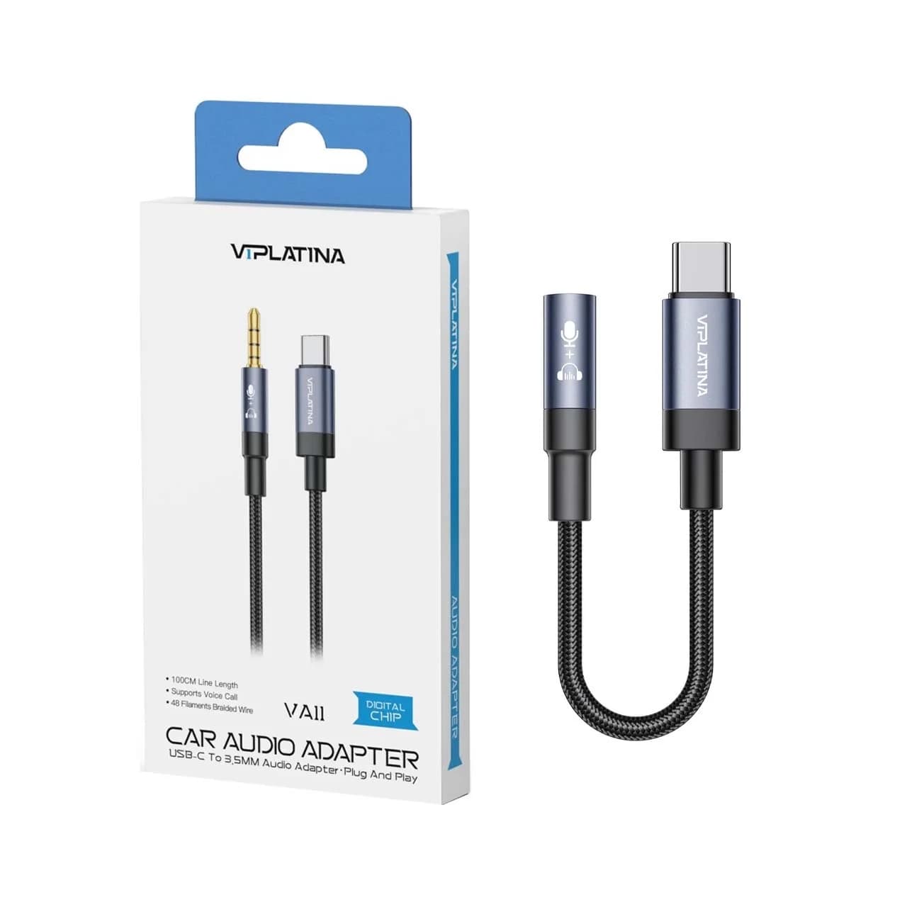 تبدیل Type-C به جک 3.5 میلیمتری VIPLATINA مدل VA12 – مشکی (گارانتی شش ماه تعویض نیکان همراه) — تصویر ۳