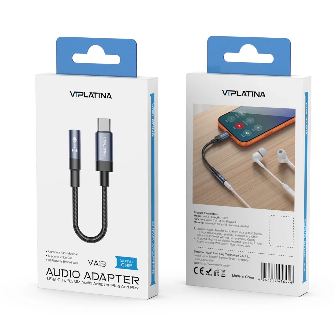 تبدیل Type-C به جک 3.5 میلیمتری VIPLATINA مدل VA12 – مشکی (گارانتی شش ماه تعویض نیکان همراه) — تصویر ۲