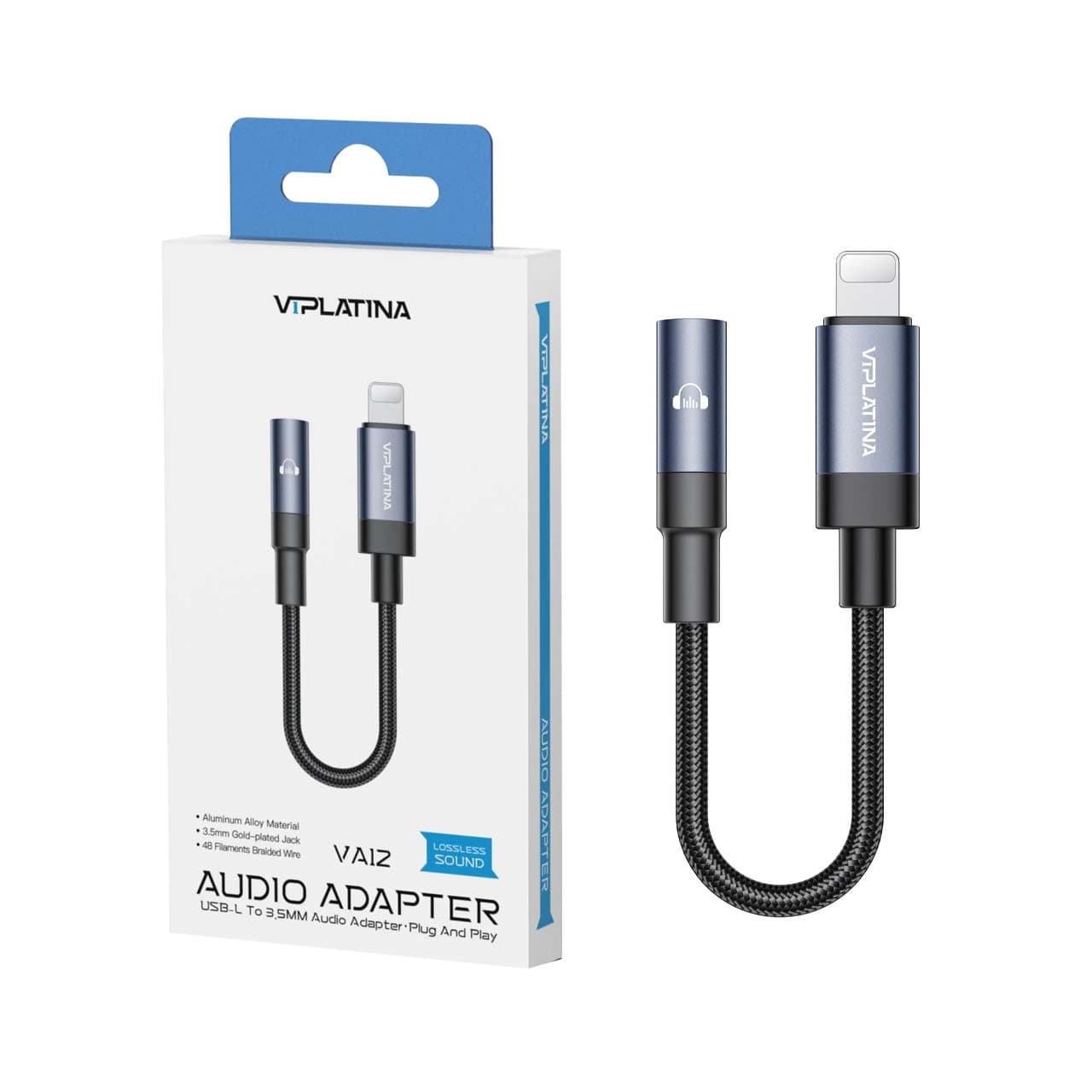 تبدیل Lightning به جک 3.5 میلیمتری VIPLATINA مدل VA12 – مشکی (گارانتی شش ماه تعویض نیکان همراه)