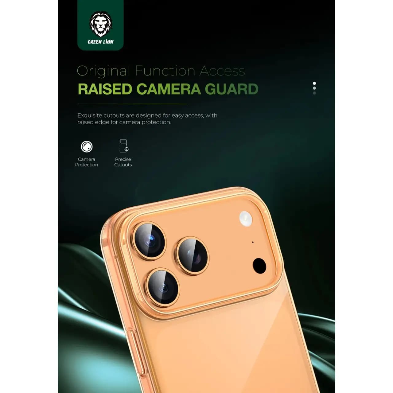 قاب اورجینال Green Lion شفاف Delgado Pc Case مدل Apple iPhone 17 Pro Max / iPhone 18 Pro Max – نارنجی (پک دار) — تصویر ۶