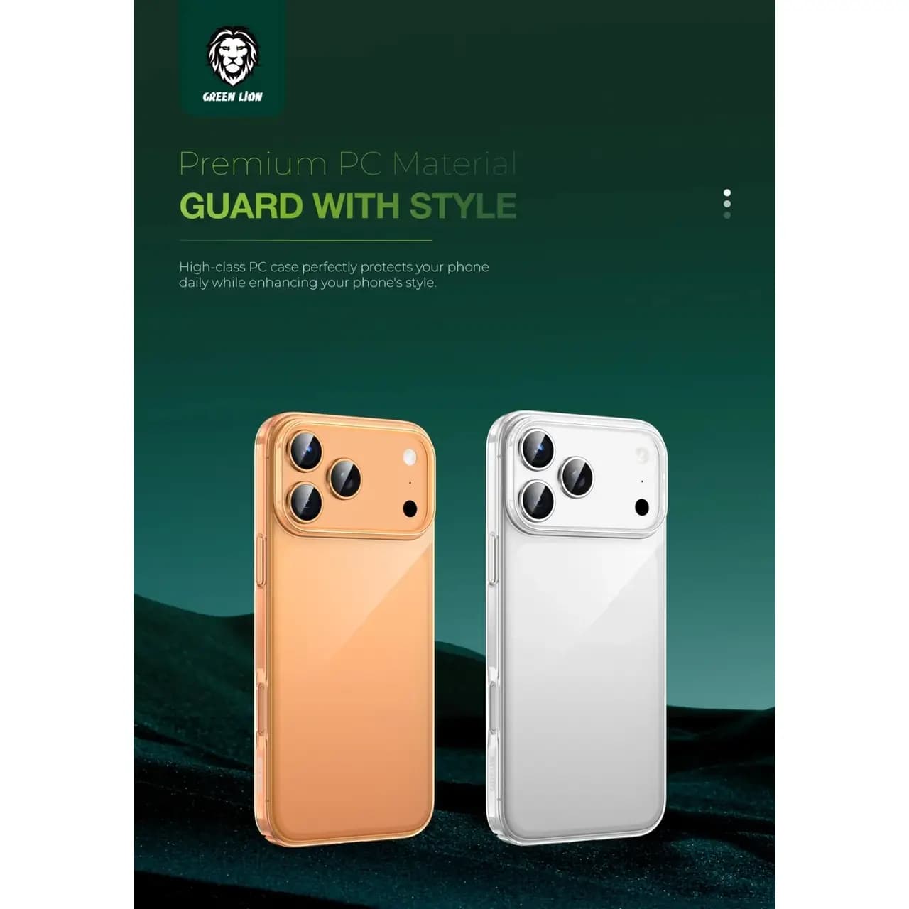 قاب اورجینال Green Lion شفاف Delgado Pc Case مدل Apple iPhone 17 Pro Max / iPhone 18 Pro Max – نارنجی (پک دار) — تصویر ۵