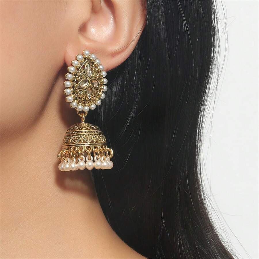 گوشواره آویز وینتیج مدل Teardrop — 1 جفت — تصویر ۲