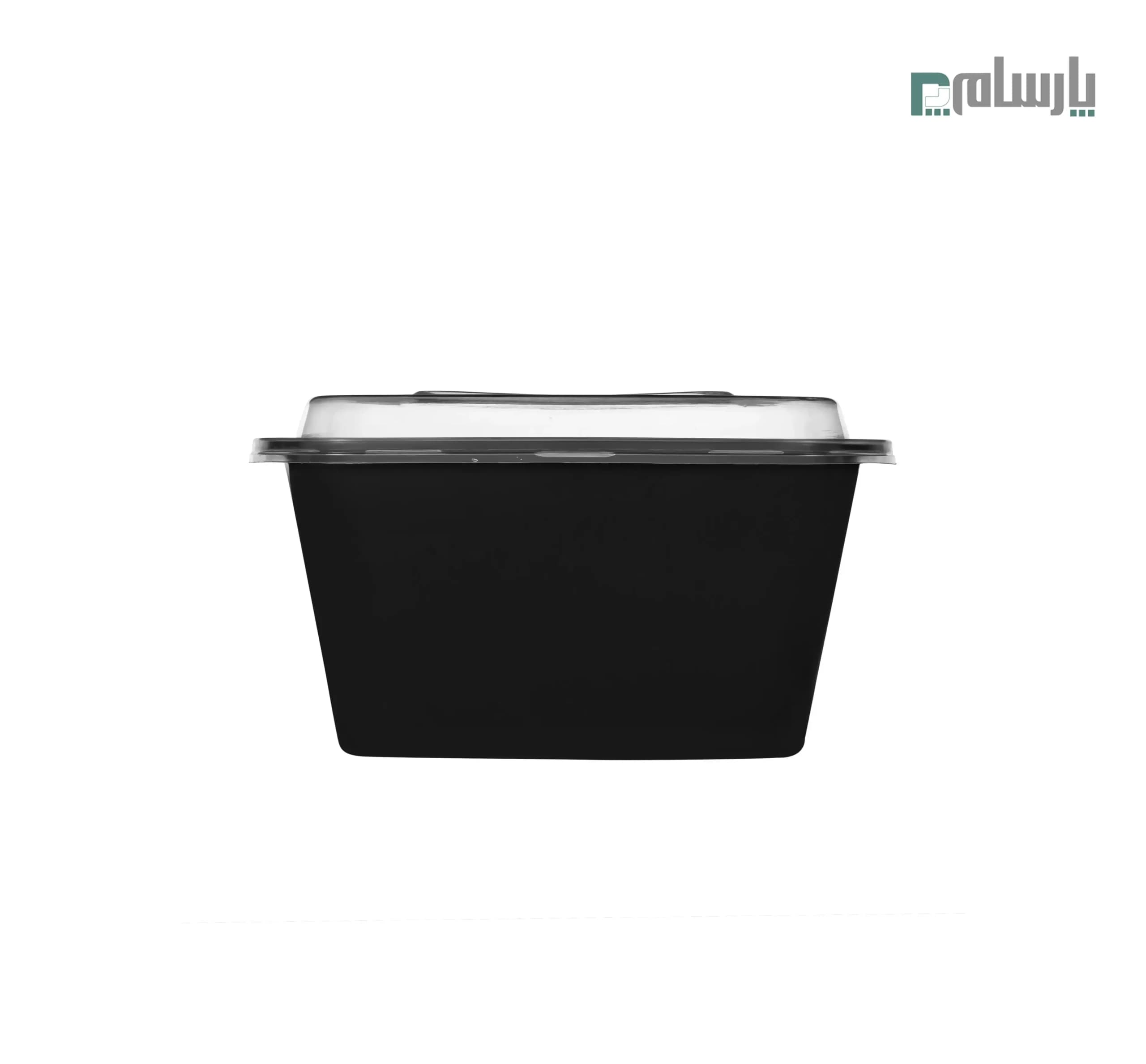 ظرف ماکروویوی هات دلیوری مربع 1250 سی سی مشکی