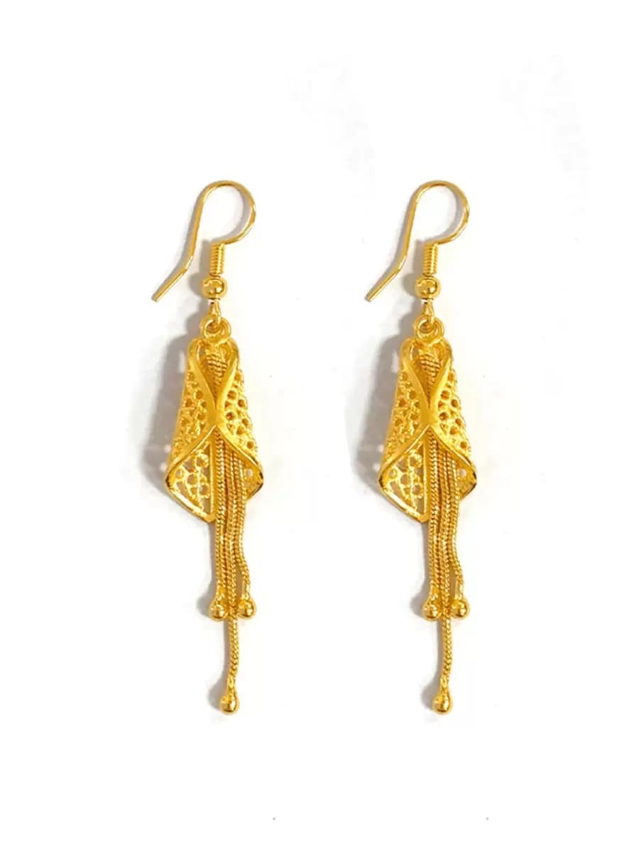 گوشواره آویز زنجیری منگوله‌دار مدل Chain Tassel — 1 جفت (2 تکه) — تصویر ۲