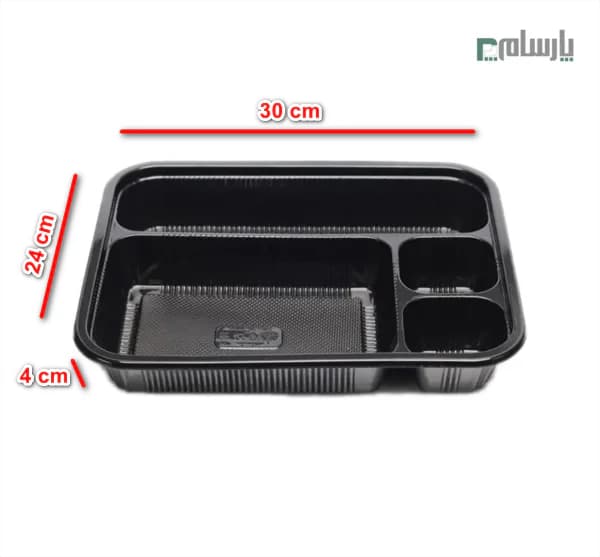 ظرف یکبار مصرف چهار خانه مشکی مهر پارسا کد 405 — تصویر ۲