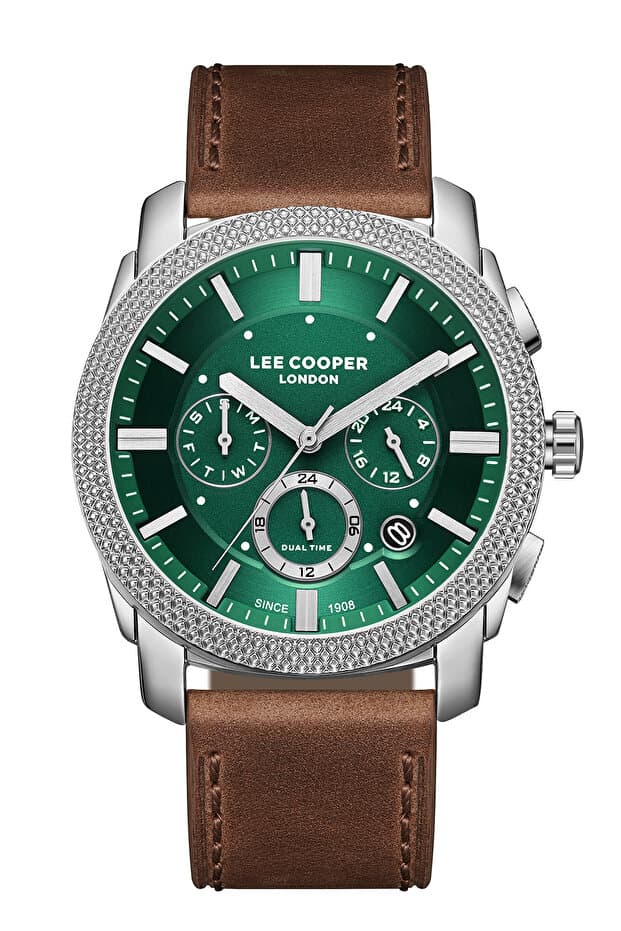 ساعت مچی مردانه Lee Cooper — بند چرمی قهوهای با تقویم فعال