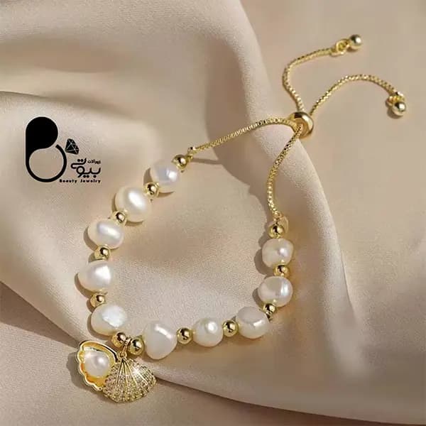 دستبند صدف و مروارید طبیعی