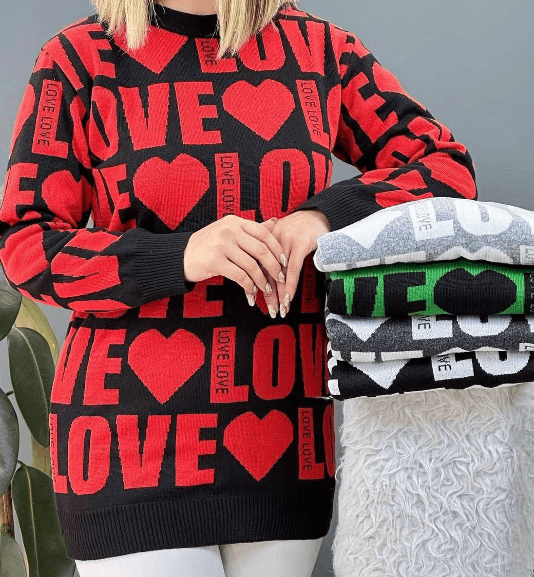 تونیک بافت كيسه اي طرح LOVE(پک 6 عددی) — تصویر ۲