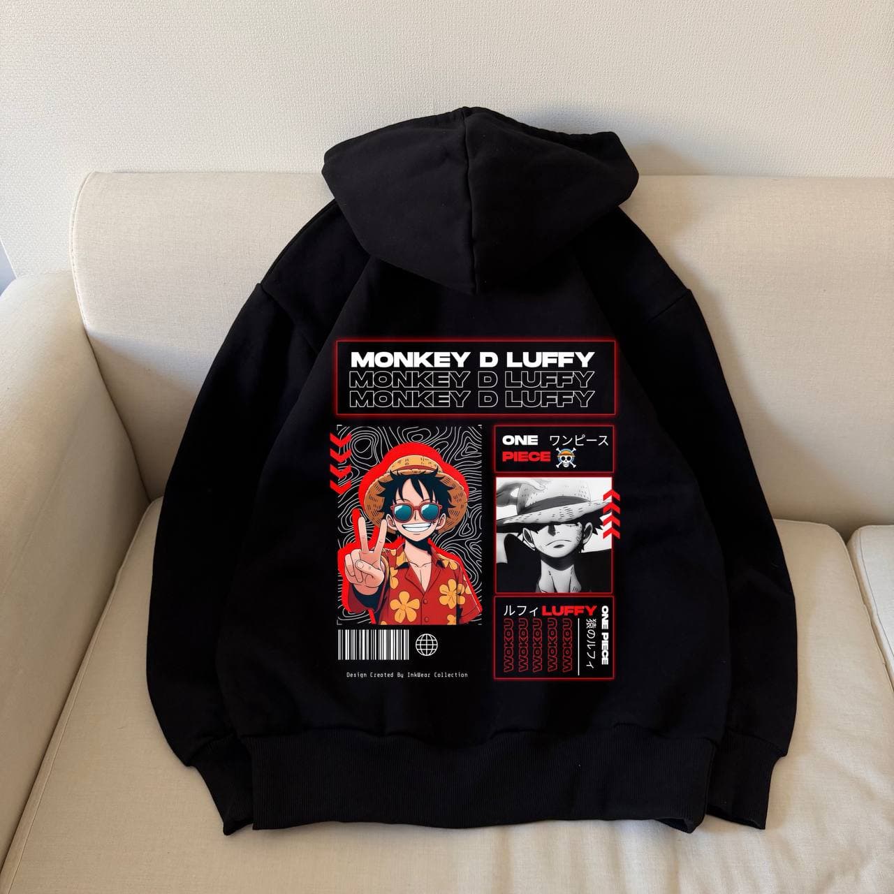 هودی و دورس نخ پنبه طرح انیمه Luffy