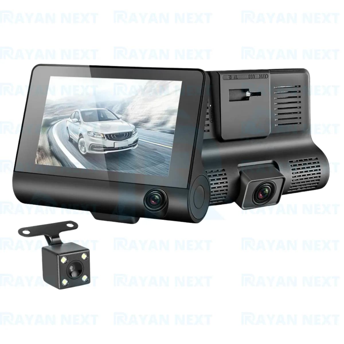 دوربین ثبت وقایع خودرو ۳ لنز مدل CARDVR | مانیتور ۴ اینچ