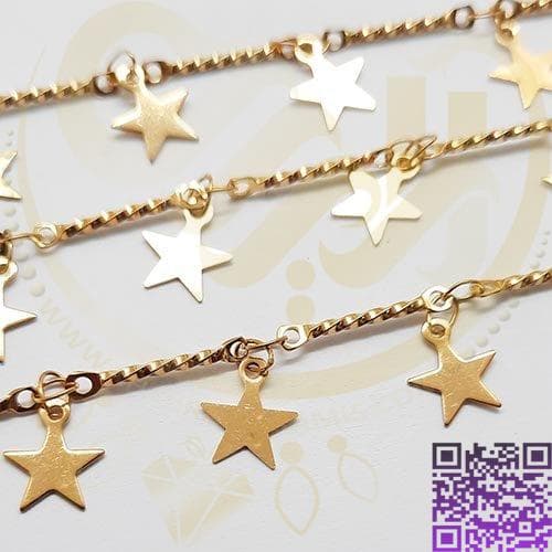 زنجیر ستاره اویز استیل طلایی واحد0/5متری — تصویر ۳