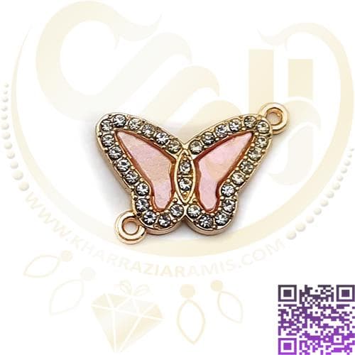 خرجکار پروانه نگین دار صورتی کد273