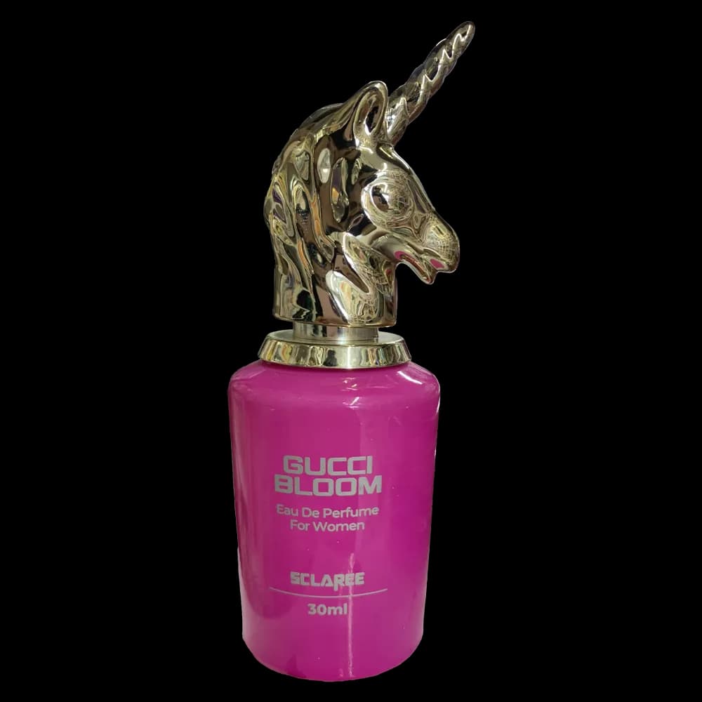 عطر ادوپرفیوم زنانه اسکلاره مدل Gucci Bloom طرح انیمال (کله اسب تک شاخ) حجم 30 میلی‌لیتر | رایحه شیرین و گلی