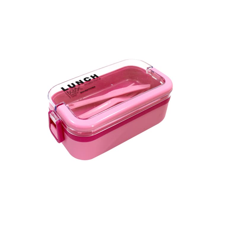 ظرف غذا مستطیل 1 طبقه انکسیا کد 102 رنگ بدنه صورتی داخل سرخ ابی