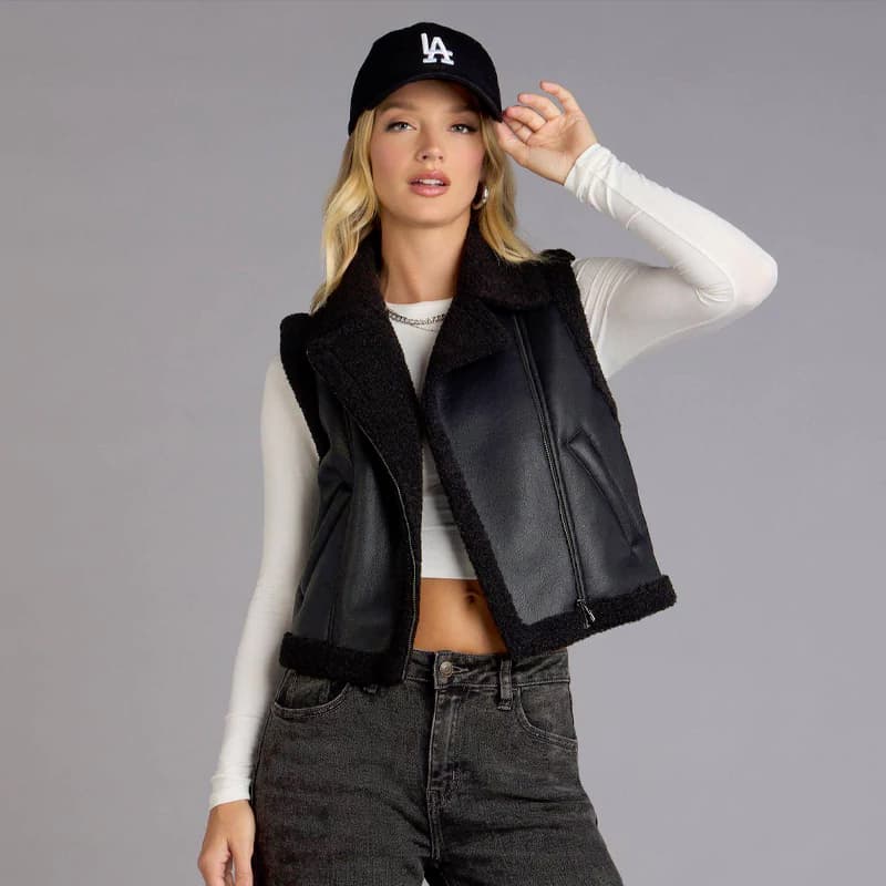 پارچه چرم بوفالو مشکی ساده زمستونی — تصویر ۳