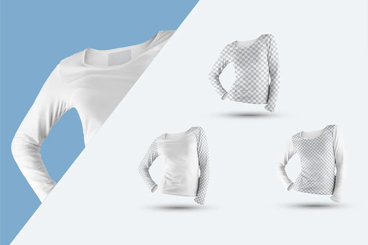 موکاپ تیشرت آستین بلند زنانه – 4 فایل — تصویر ۵