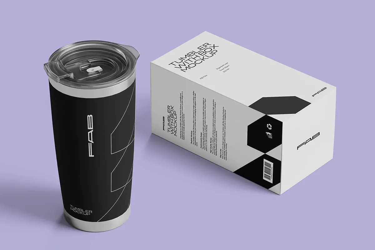 موکاپ لیوان استیل درب دار — تصویر ۴