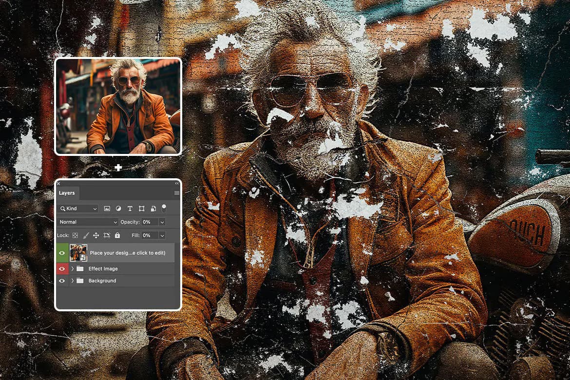 افکت عکس دیوار قدیمی ترک خورده فتوشاپ — تصویر ۴