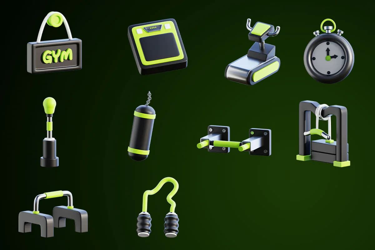 آیکون بدنسازی و فیتنس 3D — تصویر ۵