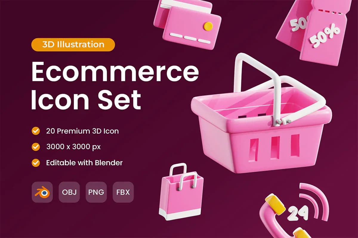 20 آیکون فروشگاه اینترنتی 3D
