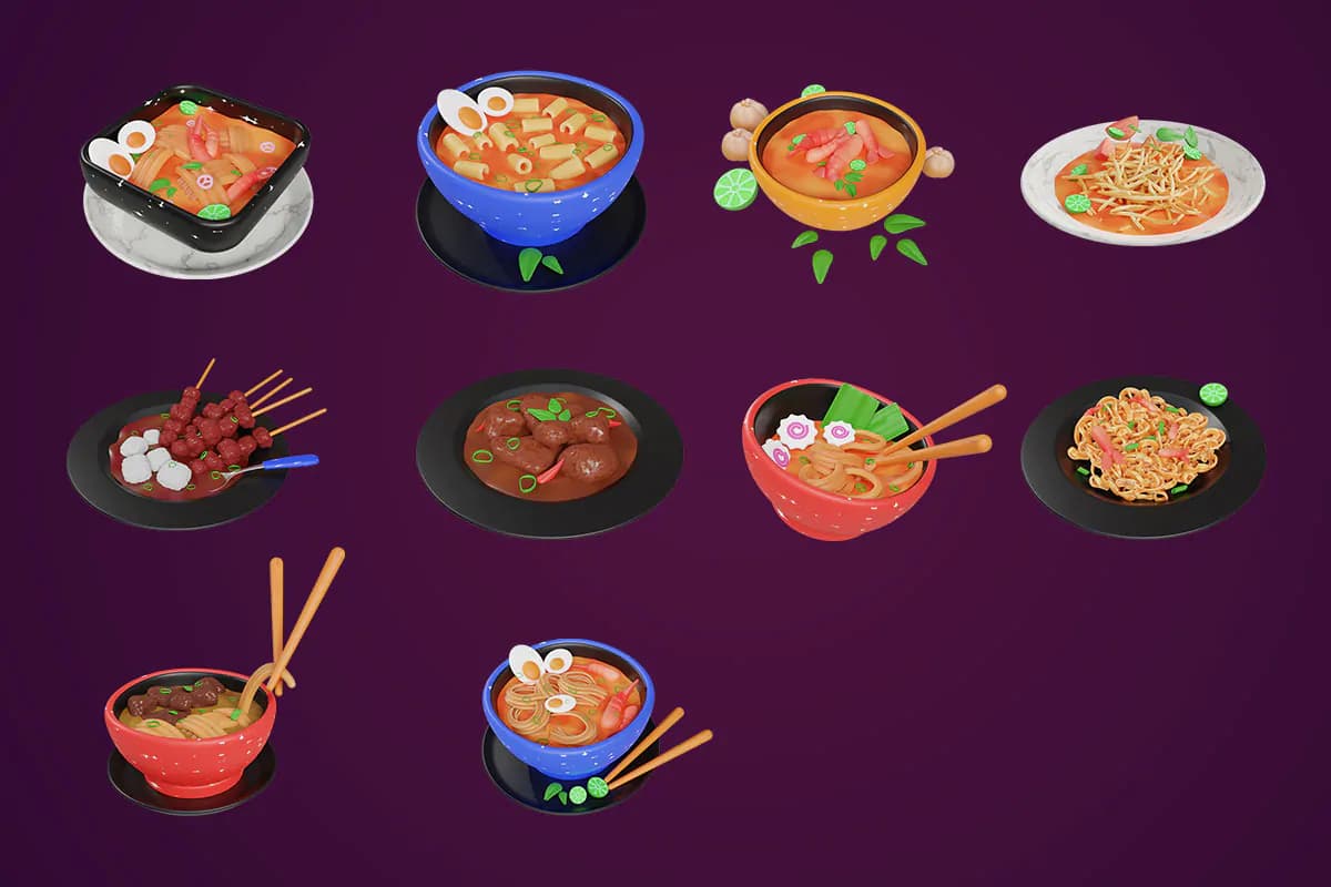 10 آیکون غذای آسیایی 3D — تصویر ۴