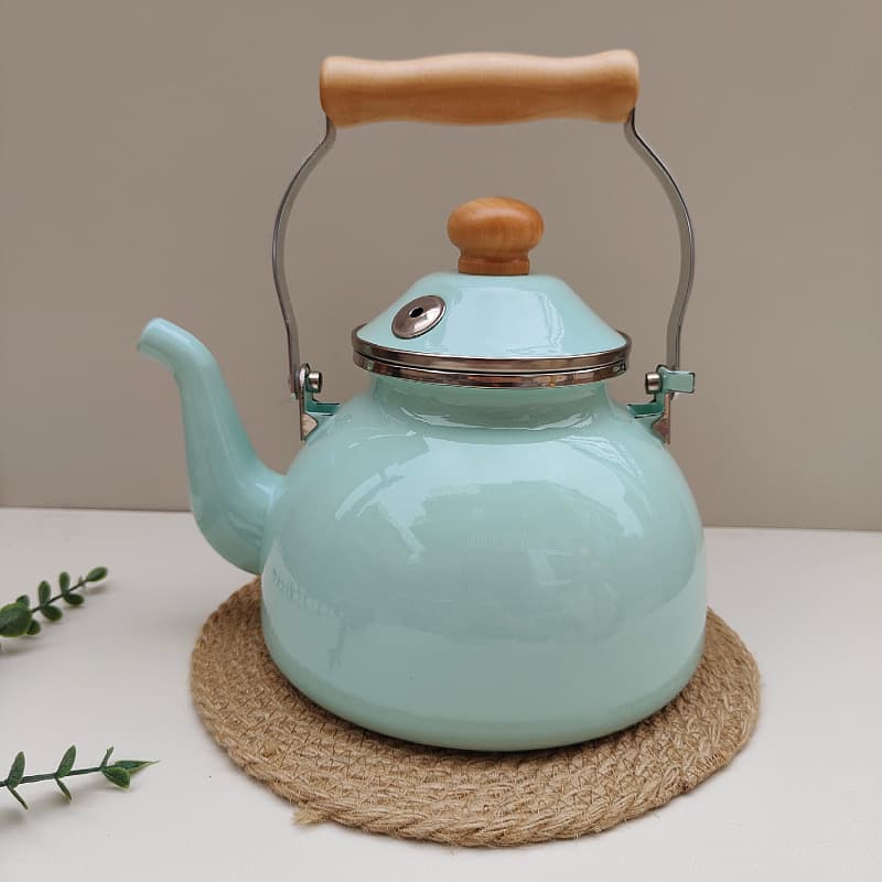 کتری لعابی طرح English Home انگلیش هوم 2/5 لیتری (سفید-نارنجی-کالباسی-ابی) — تصویر ۳