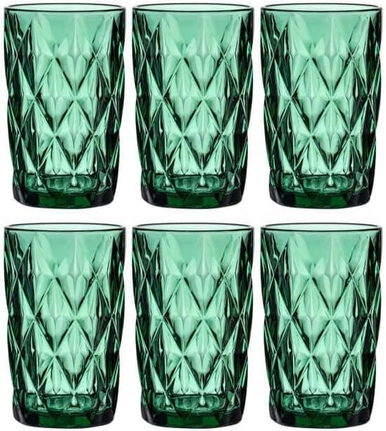 لیوان طرح لوزی 400 میل دلی DELIGLASS – ست 6 عددی سبز — تصویر ۳