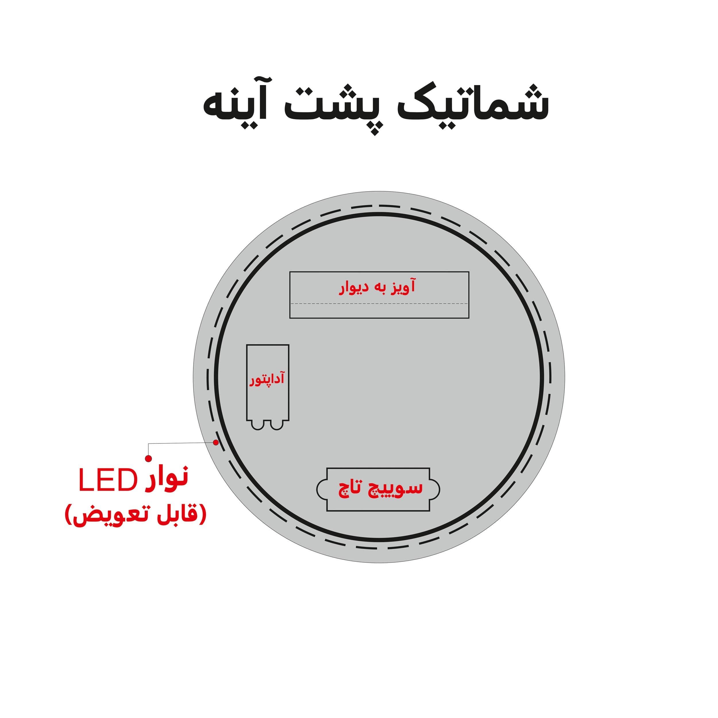 آینه لمسی دلفین مدل TCH-OV-70 — تصویر ۶