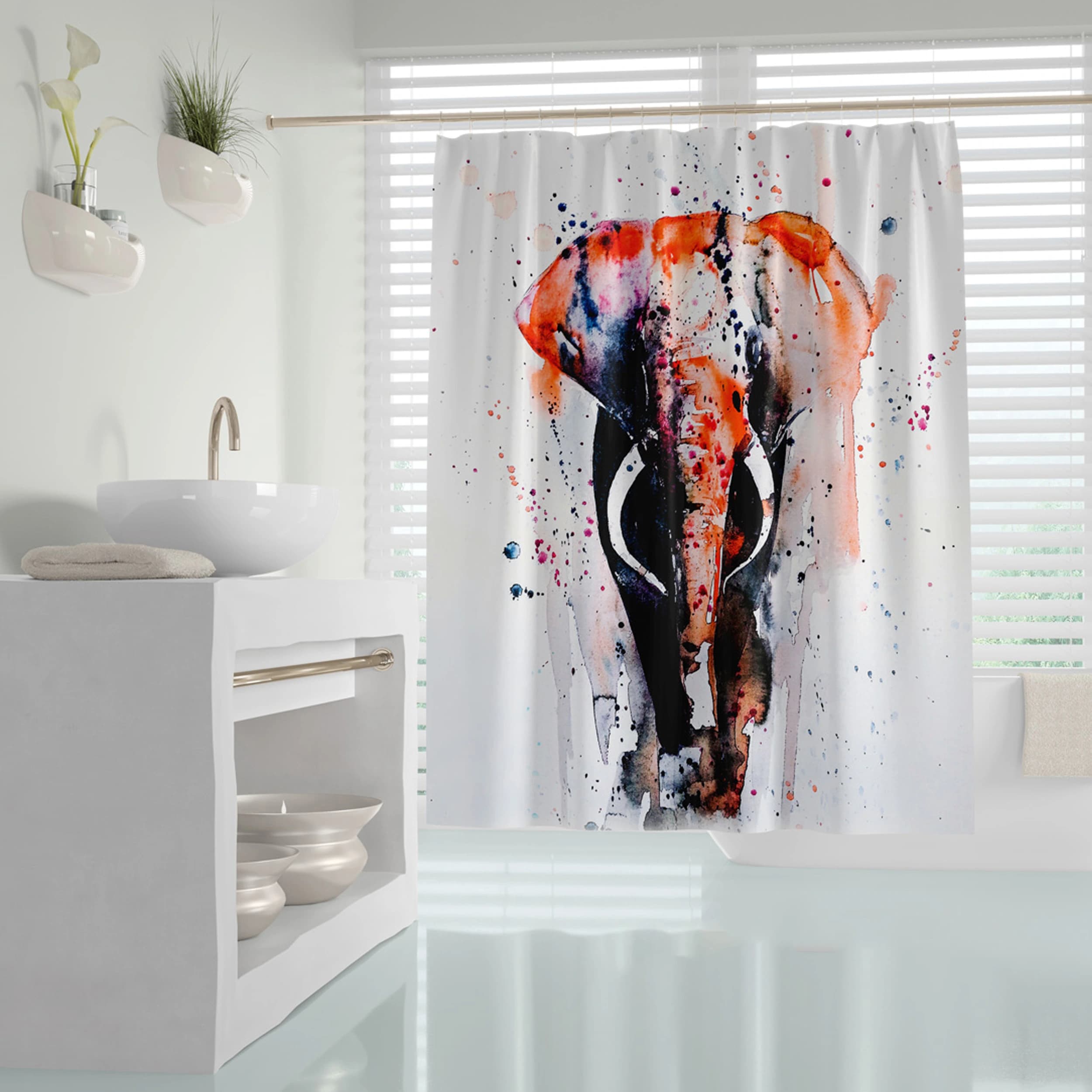 پرده حمام دلفین مدل Elephant سایز 180×200سانتی متر — تصویر ۴