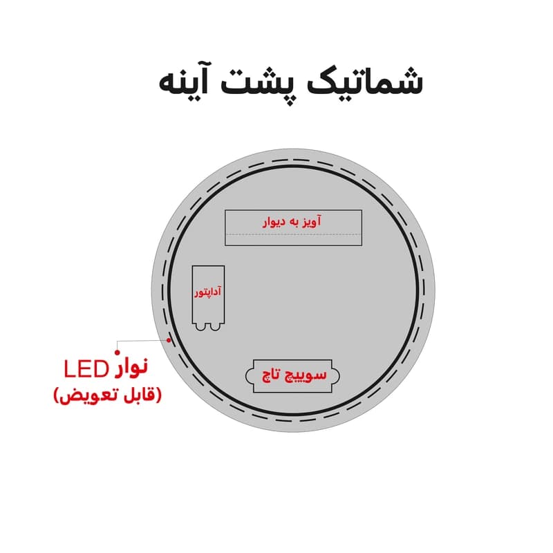 آینه سرویس بهداشتی دلفین مدل NQ-60-Form 12 — تصویر ۳