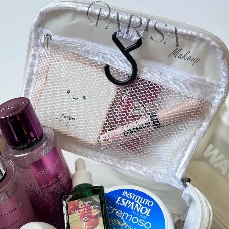 کیف آرایشی Washbag مدل چمدونی رنگ سفید — تصویر ۳