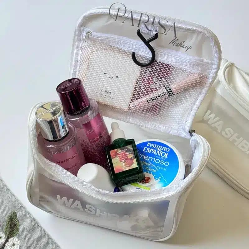 کیف آرایشی Washbag مدل چمدونی رنگ سفید