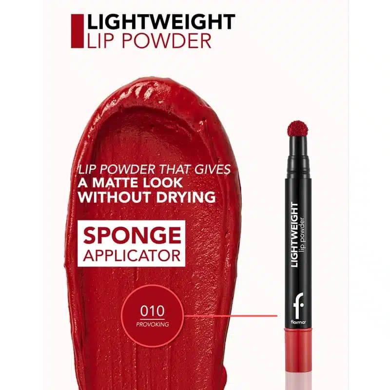 رژلب مایع سر اسفنجی فلورمار Flormar مدل Lightweight Lip Powder کد 010 — تصویر ۳