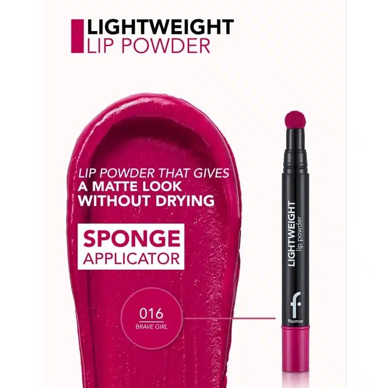 رژلب مایع سر اسفنجی فلورمار Flormar مدل Lightweight Lip Powder کد 016 — تصویر ۳