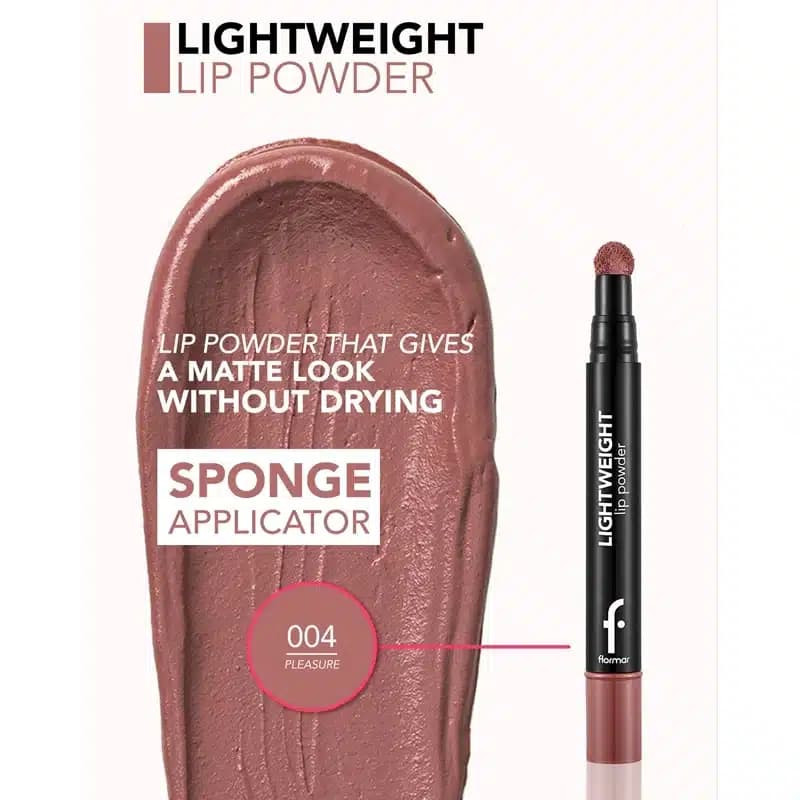 رژلب مایع سر اسفنجی فلورمار Flormar مدل Lightweight Lip Powder کد 004 — تصویر ۳